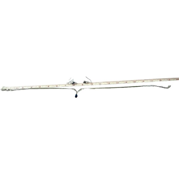 Signed Avon 2003 Faceted Pear Shaped Faux Glass Sapphire Silver Tone Necklace - Picture 12 of 16